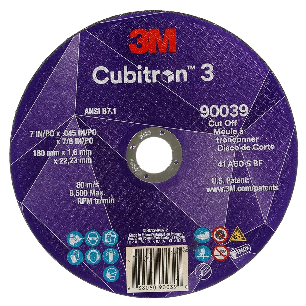 Amazon.com: 3M Cubitron 3 Cut-Off Wheel, 90039, 60+, T1, 7